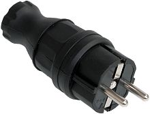 Вилка электрическая с заземлением прямая IEK Омега ВБп3-1-0м 16А IP44 черный картинка 